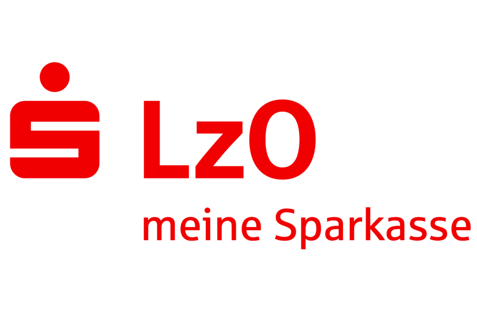 Logo der LzO (Landessparkasse zu Oldenburg) in roter Schrift mit dem Slogan &bdquo;meine Sparkasse&ldquo;.